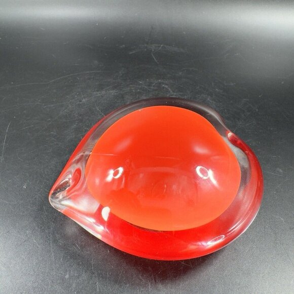 Hand Blown Red Heart Glass Paperweight Figurine Cased Heavy Glass Figure VTG - Picture 11 of 16